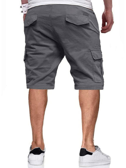 New style men's overalls drawstring color block casual shorts